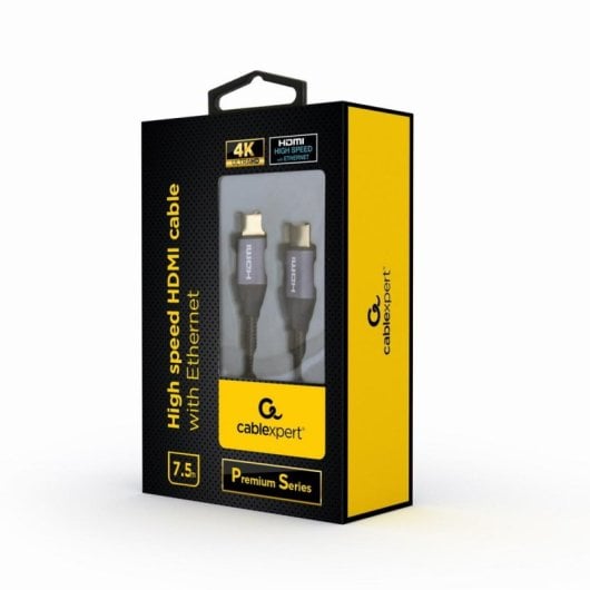 Cable HDMI Gembird CCBP-HDMI-7.5M 7,5m Tipo A 4K UHD 60Hz Chapado en Oro Gris