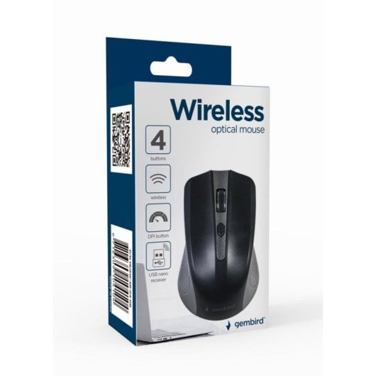 Ratón Gembird inalámbrico 1600 DPI 4 botones Nanoreceptor USB ambidiestro negro/gris