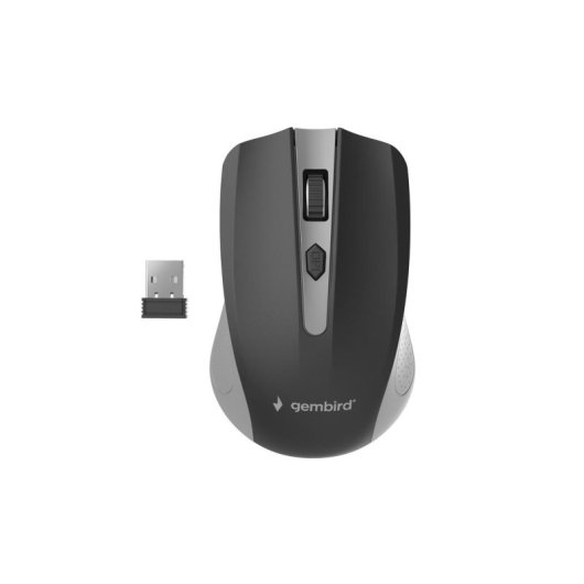 Ratón Gembird inalámbrico 1600 DPI 4 botones Nanoreceptor USB ambidiestro negro/gris