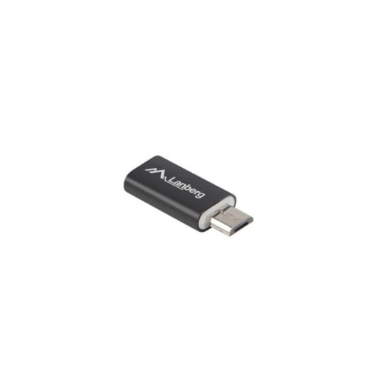 Adaptador Lanberg AD-UC-UM-01 Micro-USB 2.0 B a USB Type-C Níquel Negro