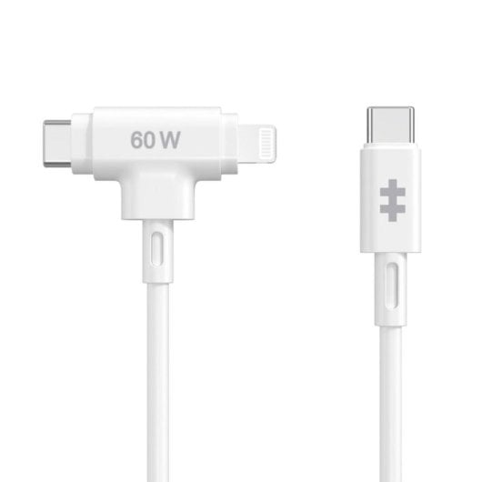 Cable HYPER HyperJuice 1,5m USB C a USB C/Lightning USB 2.0 Blanco