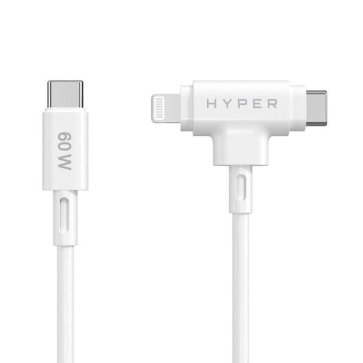Cable HYPER HyperJuice 1,5m USB C a USB C/Lightning USB 2.0 Blanco