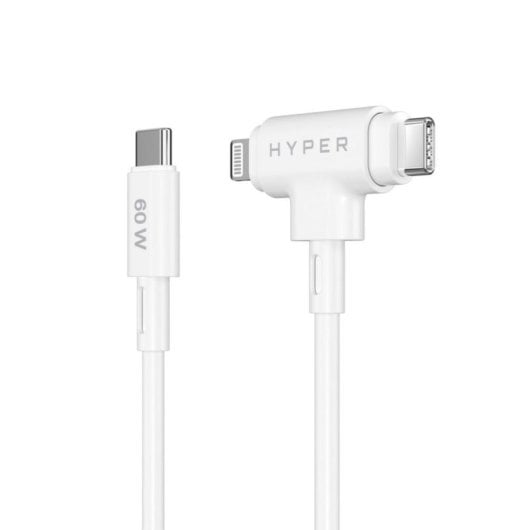 Cable HYPER HyperJuice 1,5m USB C a USB C/Lightning USB 2.0 Blanco