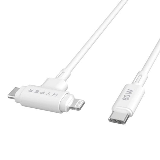 Cable HYPER HyperJuice 1,5m USB C a USB C/Lightning USB 2.0 Blanco