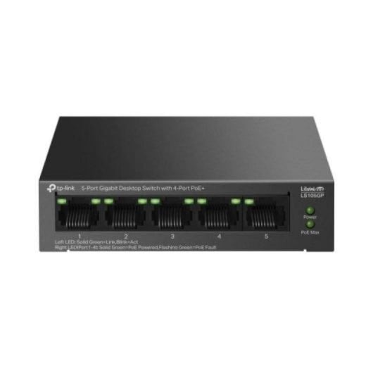 Switch TP-Link LS105GP 4xGB PoE+ 1xGB 65W para redes profesionales