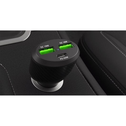 Cargador de coche Natec Coney USB-C 20V carga rápida protección múltiple negro