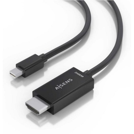 Cable conversor Aisens A125-0886 Mini DisplayPort a HDMI 4K@60Hz 1m Negro cobre alta pureza