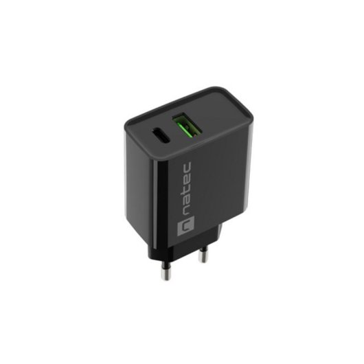 Netzteil Natec Ribera 12V AC Universal 100-240V Schnellladung Schwarz USB-C