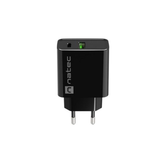 Netzteil Natec Ribera 12V AC Universal 100-240V Schnellladung Schwarz USB-C