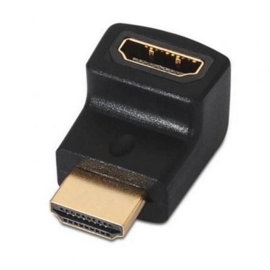 Adaptador HDMI Aisens A121-0124 Macho-Hembra Acodado Negro RoHS Espacios Reducidos