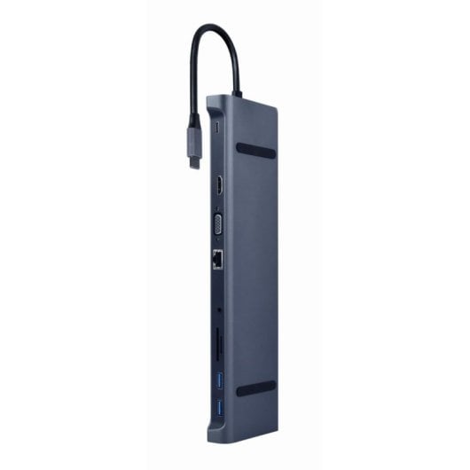 Hub Gembird 6 puertos USB-C 5Gbps modelo A-CM-COMBO10-01 Extras HDMI 4K, LAN Gigabit, SD, carga 87W