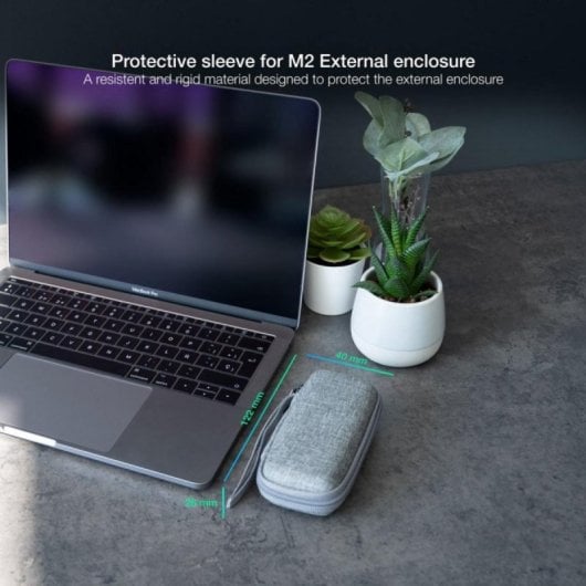 Estuche Protector TooQ TQBC-M201G Material Rígido Gris Cremallera para SSD M.2 122x40x26mm