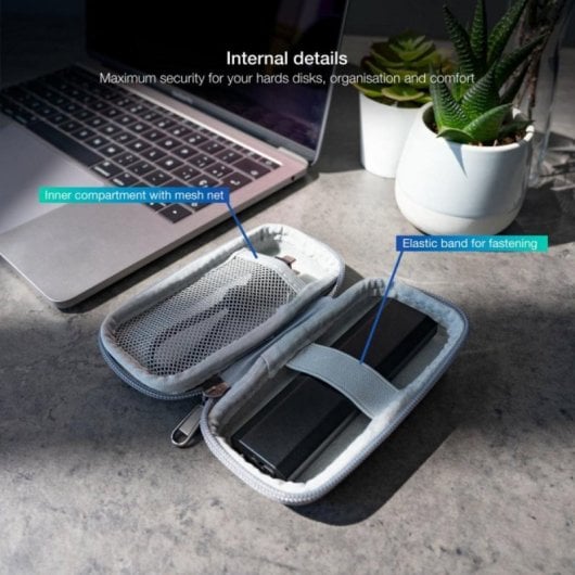 Estuche Protector TooQ TQBC-M201G Material Rígido Gris Cremallera para SSD M.2 122x40x26mm
