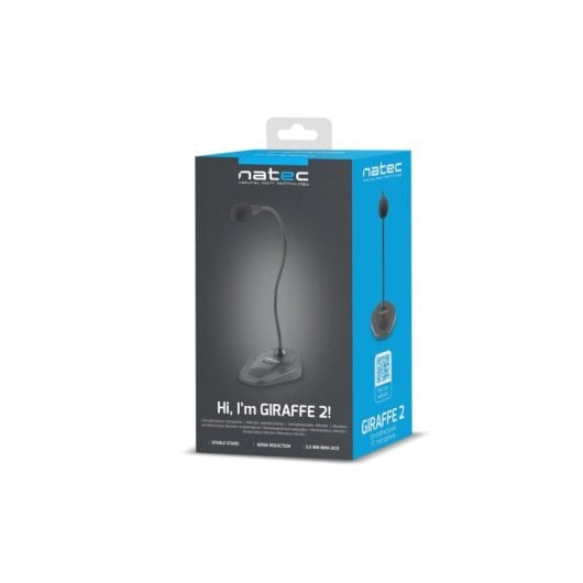 Micrófono Natec Giraffe 2 jack 3.5 mm omnidireccional negro con base estable