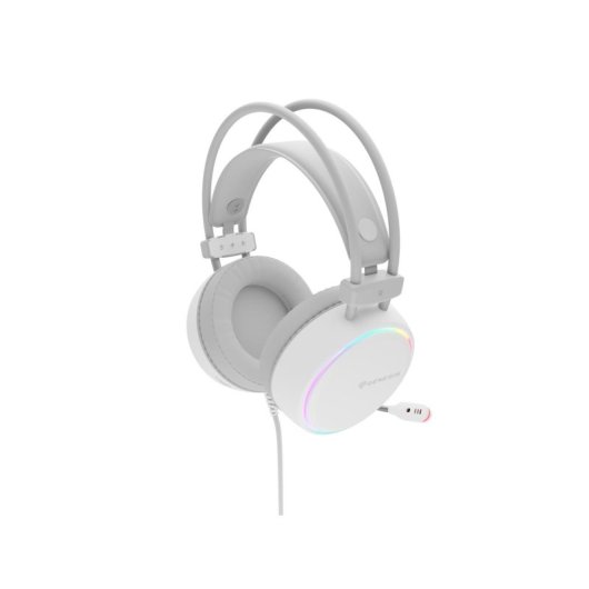 Auriculares Genesis con cable, micrófono, iluminación RGB y drivers 50mm en blanco