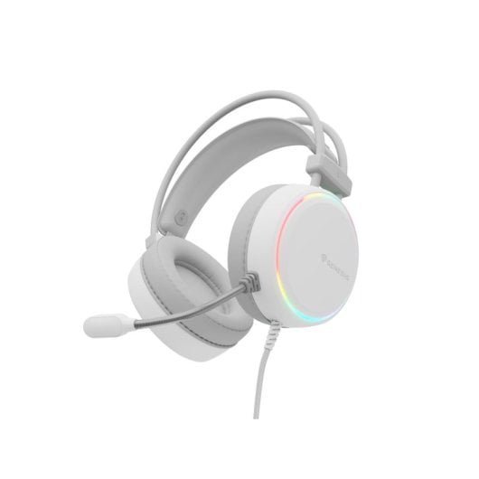 Auriculares Genesis con cable, micrófono, iluminación RGB y drivers 50mm en blanco