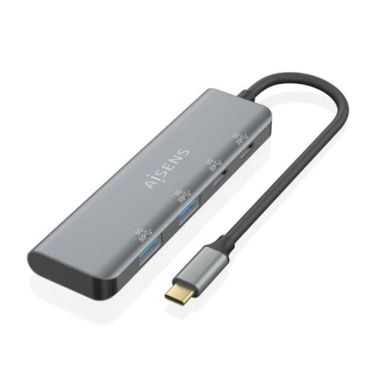 Hub AISENS A109-0763 4 Ports USB 3.2 Gen1 5Gbps Aluminium Gris 15cm