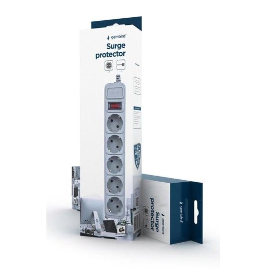 Regleta Gembird SPG3-B-10C 5 tomas 3m protección sobretensiones interruptor 16A 250V