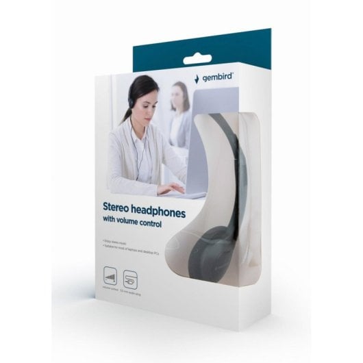 Auriculares Gembird con cable, control de volumen, espuma suave, negros