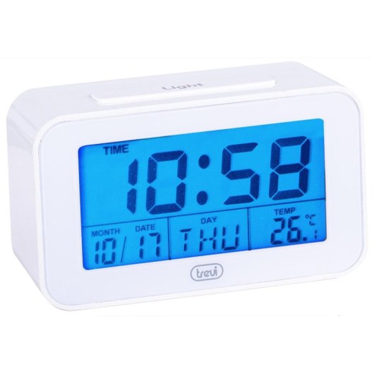Reloj despertador digital Trevi SLD 3P50 blanco 12/24h LCD retroiluminado portátil