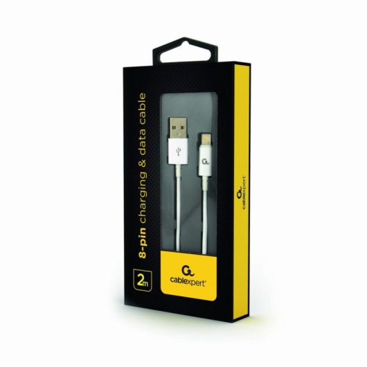Cabo Lightning USB A 2 m Branco Cablexpert CC-USB2P-AMLM-2M-W Cabo Lightning USB A 2 m Branco Cablexpert CC-USB2P-AMLM-2M-W