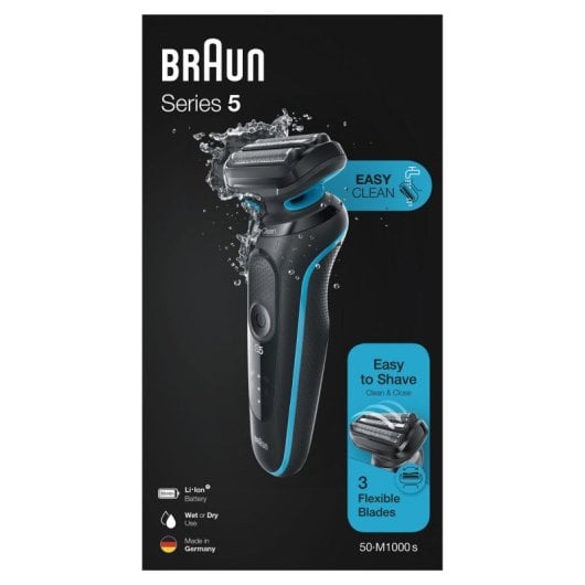 Rasierer Braun Series 5 50-M1000s Akku Li-Ion Schwarz Blau LED