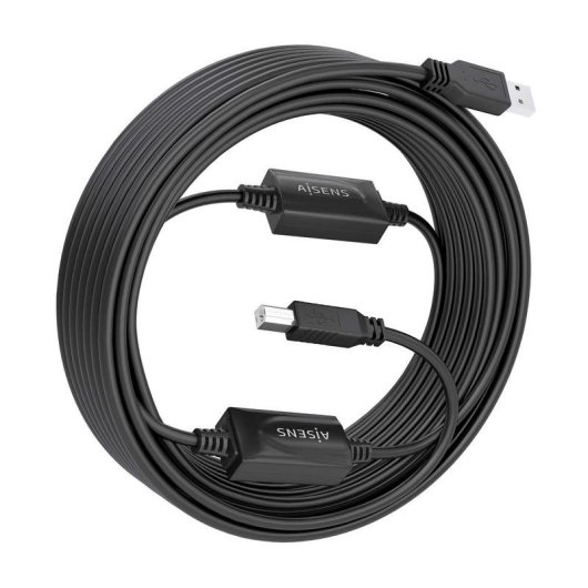 Cable USB Aisens A101-0906 15m Double Amplificateur Noir