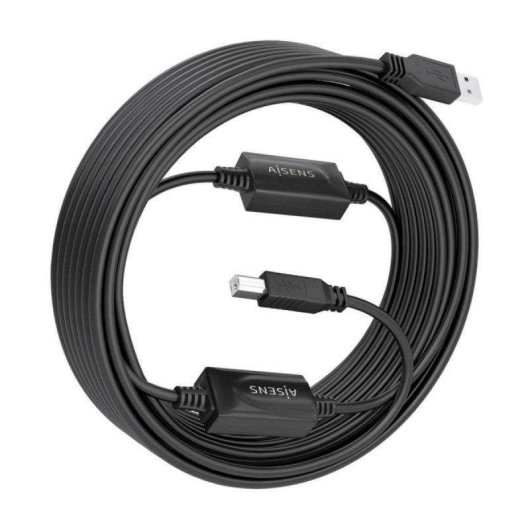 Cable USB Aisens A101-0906 15m Double Amplificateur Noir