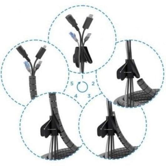 Organizador de cable en espiral Aisens A151-0899 25mm, 6m, plástico alta resistencia, negro