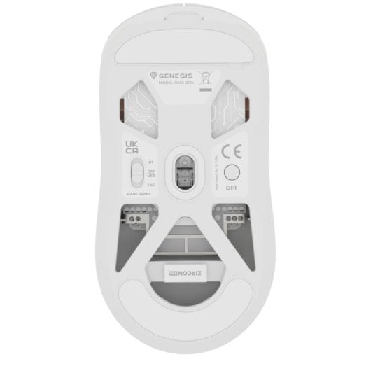 Ratón Genesis inalámbrico 26000 DPI ambidiestro Bluetooth USB Type-C blanco