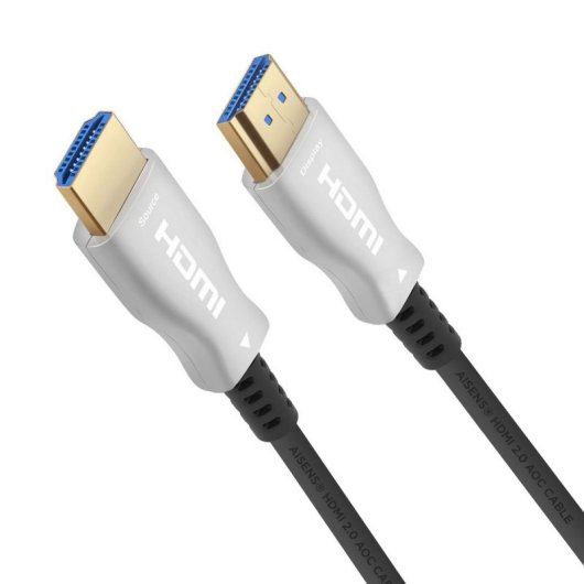 Cable HDMI AISENS V2.0 AOC Premium 20m 18Gbit/s 4K@60Hz Fibra Óptica Oro 24K ARC 3D Negro