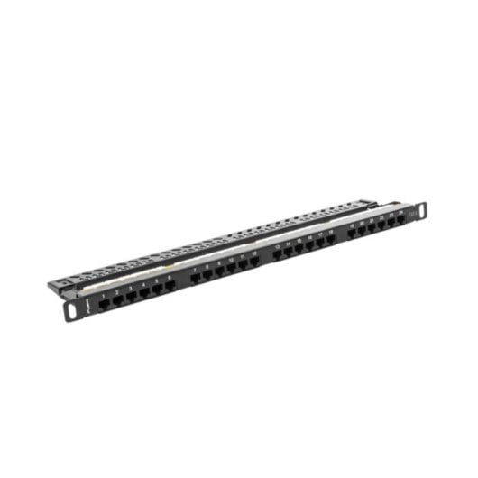 Patch Panel Lanberg PPU6-0024-B RJ-45 Cat6 Preto Metal 0.5U Montagem em bastidor