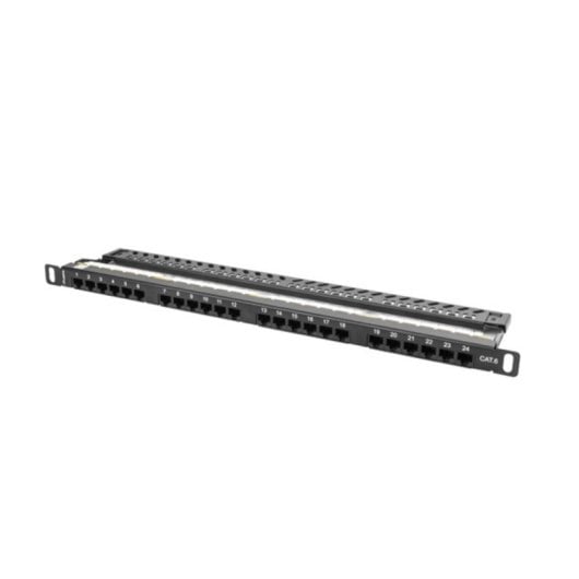 Patch Panel Lanberg PPU6-0024-B RJ-45 Cat6 Preto Metal 0.5U Montagem em bastidor