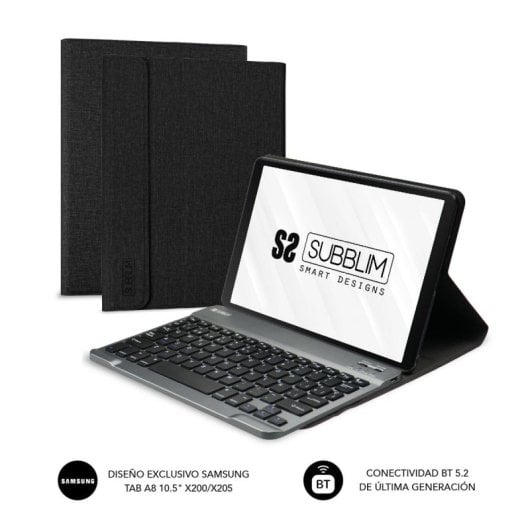 Funda con teclado SUBBLIM KeyTab Pro BT Samsung GT A8 10.5" X200/205 Bluetooth 5.2 Extraíble
