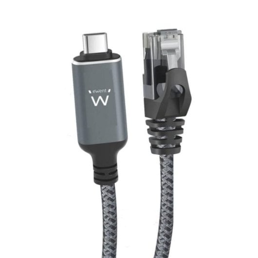 Cable Adaptador Ewent EC2000 USB-C 3.2 Gen1 a RJ45 Cat6 1 Gbps 1m Trenzado Negro