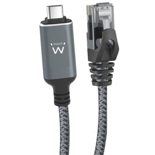 Cable Adaptador Ewent EC2000 USB-C 3.2 Gen1 a RJ45 Cat6 1 Gbps 1m Trenzado Negro