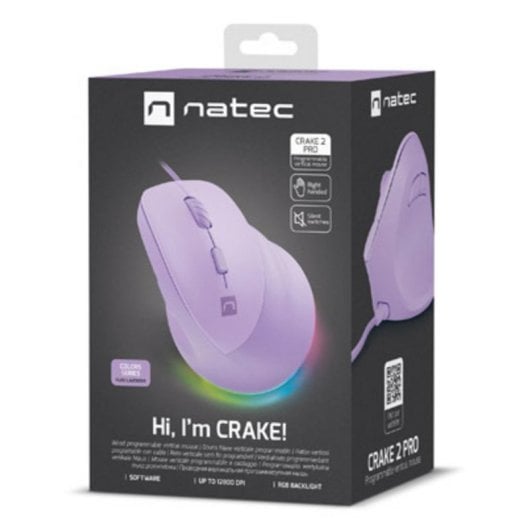 Rato NATEC Crake 2 Pro com Fio 12800 DPI LED RGB Vertical Direito