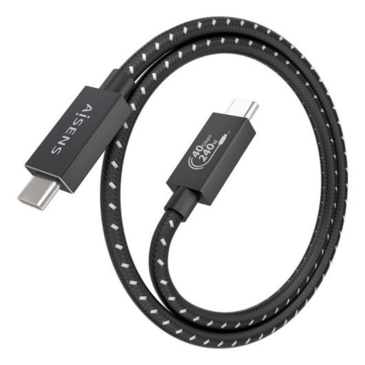 Cable USB-C AISENS A156-0866 USB4 Gen3x2 240W 40Gbps 8K@60Hz E-Mark 0,5m Negro