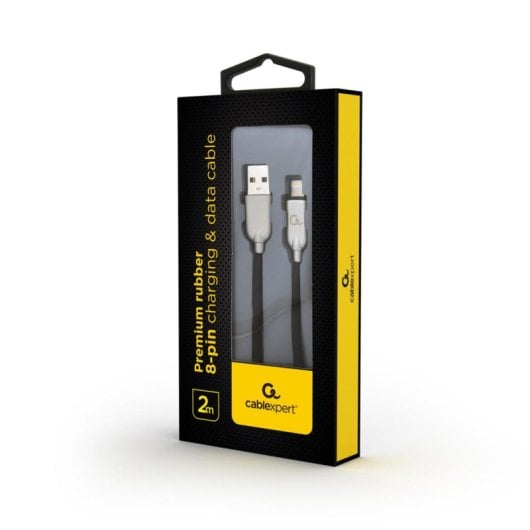 Cable USB A a Lightning Cablexpert CC-USB2R-AMLM-2M 2m 2.1A Negro certificado RoHS