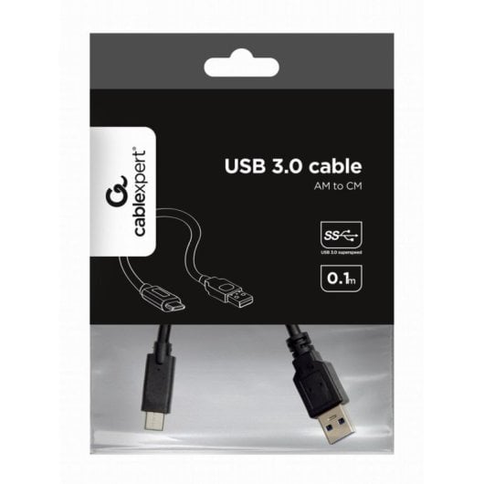 Cable USB Cablexpert CCP-USB3-AMCM-0.1M 0.1m USB-A a USB-C 3.2 Gen1 Carga Rápida 3A Negro