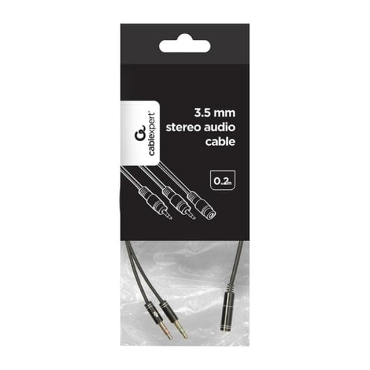 Audioadapter Gembird 3,5mm Klinke 4 Polig auf 2 x 3,5mm Stereo Metal Schwarz 0,2m
