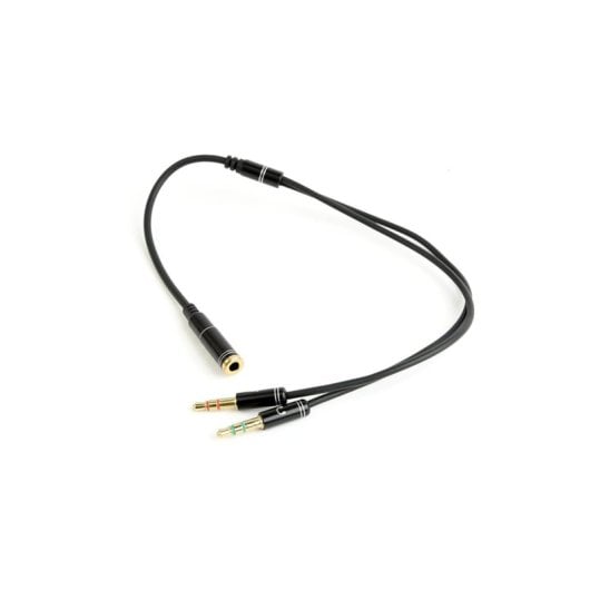 Audioadapter Gembird 3,5mm Klinke 4 Polig auf 2 x 3,5mm Stereo Metal Schwarz 0,2m