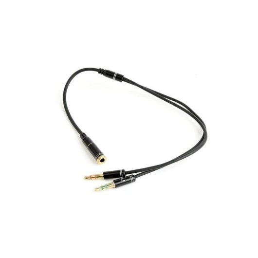 Cabo adaptador de áudio Gembird A-CM-4P-02 Mini Jack 3,5mm 4 pinos a 2x 3,5mm macho, 0,2m, preto