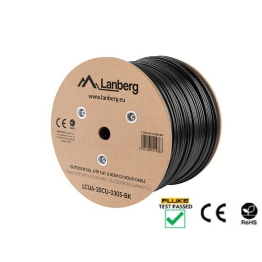 Cable de red Lanberg LCU6-30CU-0305-BK 305m Cat6 U/UTP Negro