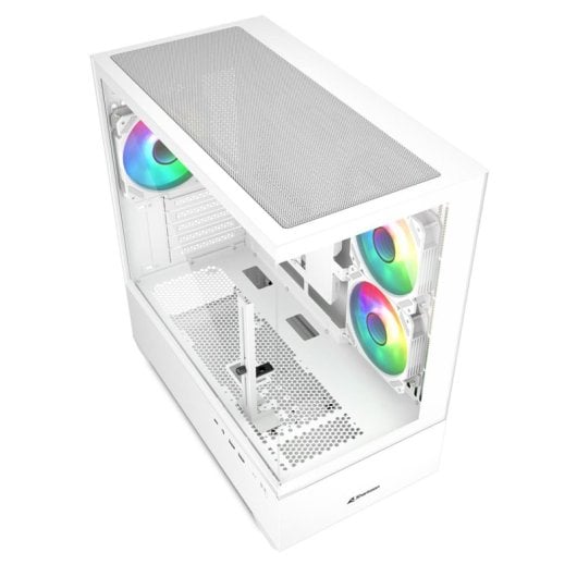Boîtier Micro-ATX Sharkoon MK6 RGB noir en verre trempé, 3 ventilateurs ARGB, USB-C