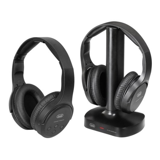 Auriculares Trevi inalámbricos y con cable para TV alcance 30m color negro