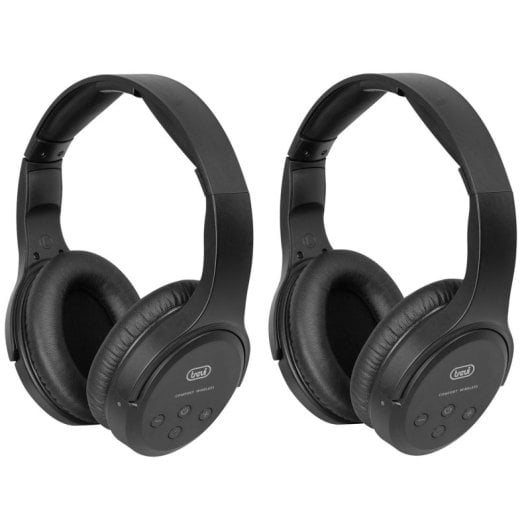 Auriculares Trevi inalámbricos y con cable para TV alcance 30m color negro