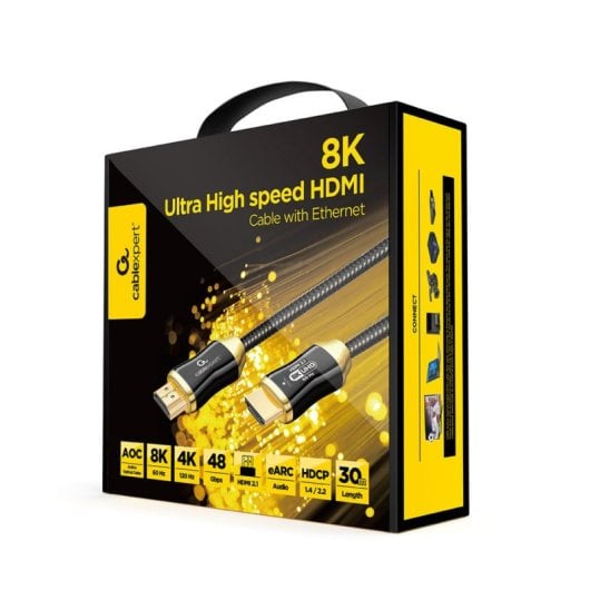 Cable HDMI Gembird CCBP-HDMI8K-AOC-30M 30m 8K 60Hz Fibra Óptica Premium Oro Negro