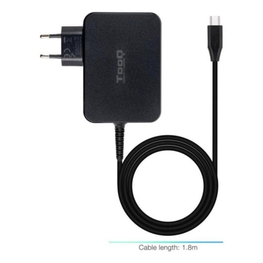 Cargador portátil TooQ TQLC-USBCGAN100PD GaN USB-C PD 100W 1 Puerto 1.8m Negro