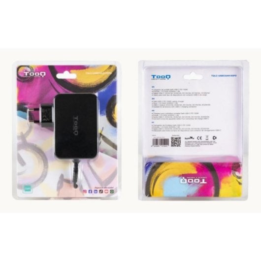 Cargador portátil TooQ TQLC-USBCGAN100PD GaN USB-C PD 100W 1 Puerto 1.8m Negro